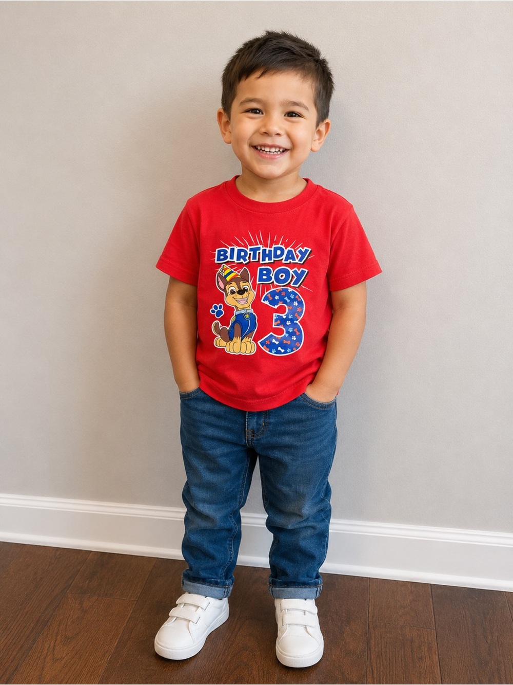 Red Paw Patrol- Chase'Birthday Boy 3' Toddler Tee